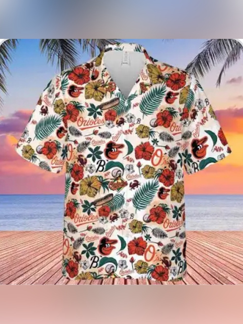 *New* Baltimore Orioles 2025 Hawaiian Print Shirt, Size XL
